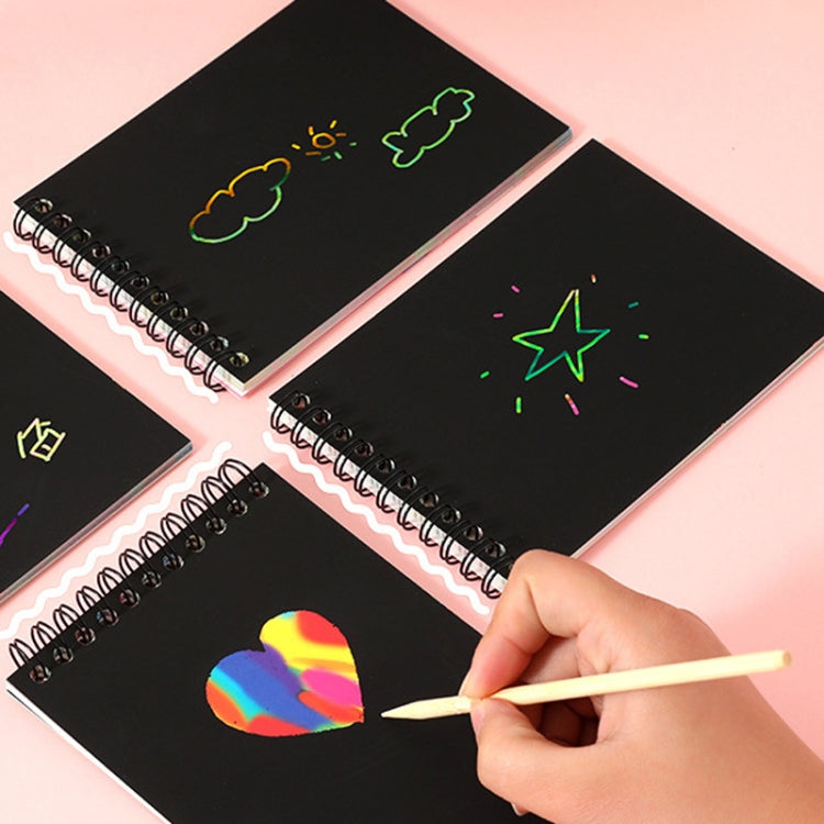 Hand Painted Scratch Paper Colorful Coil Scratchbook With Pen, Haruita Huahua, Peach Juice, Millet