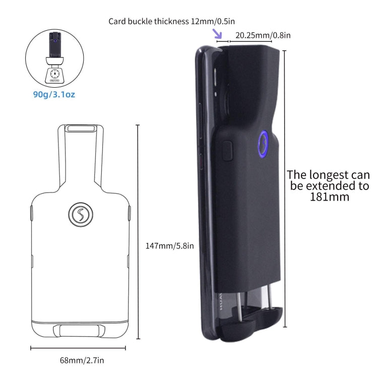 HC101D  2D Bluetooth Barcode Scanner Wireless Back Clip Phone Barcode Reader, 2D Side
