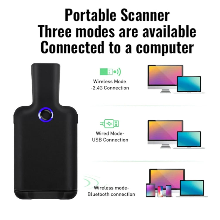 HC101D  2D Bluetooth Barcode Scanner Wireless Back Clip Phone Barcode Reader, 2D Side