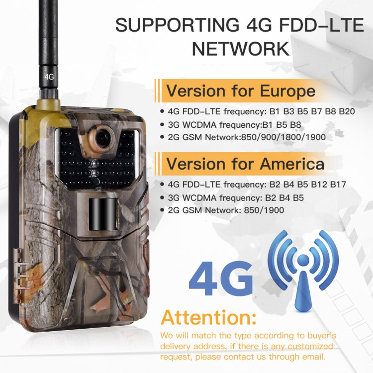 20MP 2K Wildlife Hunting Trail Camera Photo Traps Night Vision 4G SMS MMS SMTP Cellular Surveillance Camera, HC-900LTE