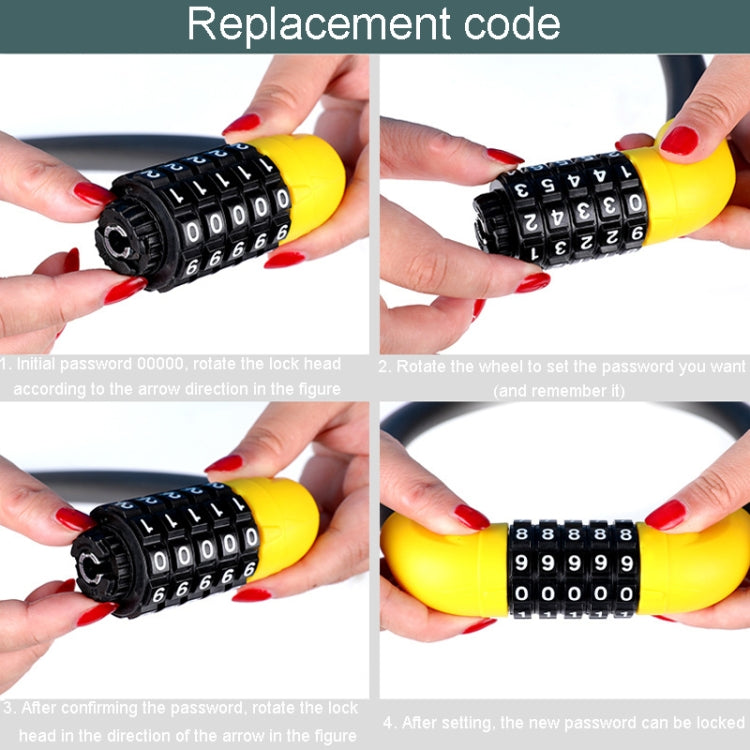 Bicycle And Electrical Vehicle 5-Digit Combination Lock Safety Anti-Theft Cycling Lock, 57 x 1.72cm