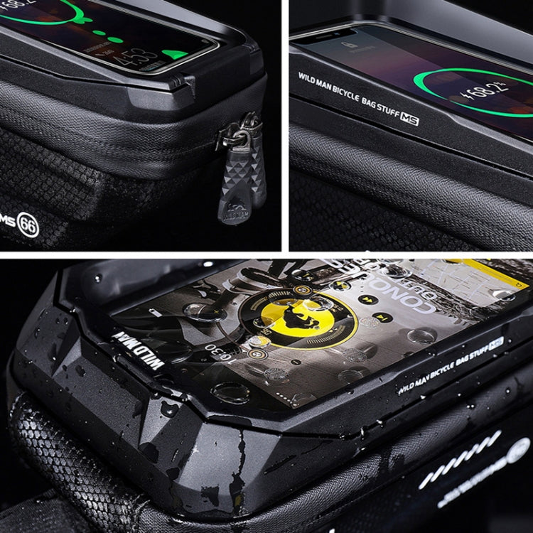 WILD MAN MS66 1.2L EVA Hard Shell Bicycle Front Beam Bag Cycling Touch Screen Phone Bag, MS66
