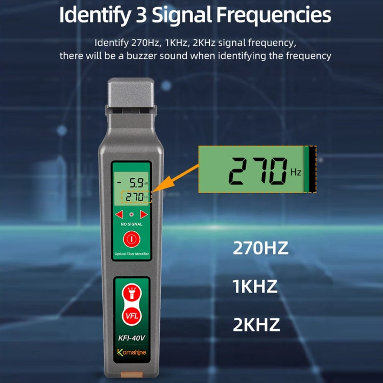 Komshine Fiber Optic Identifier Optical Cable Signal Direction Identifier With VFL Red Light 10mW, KFI-40V