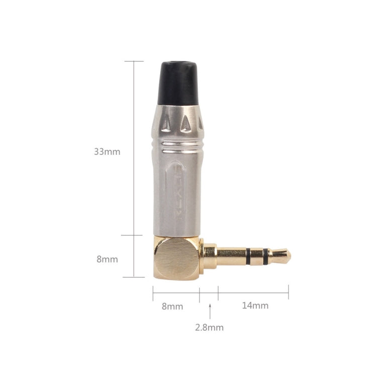 Zinc Alloy L-Shaped 90 Degree 3.5mm Stereo Headset Wire Welding Plug, Zinc Alloy
