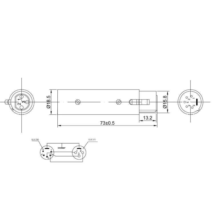 Zinc Alloy Shell Large 3Pin Female XLR to 5Pin XLR Male DMX Signal Lamp XLR Adapter