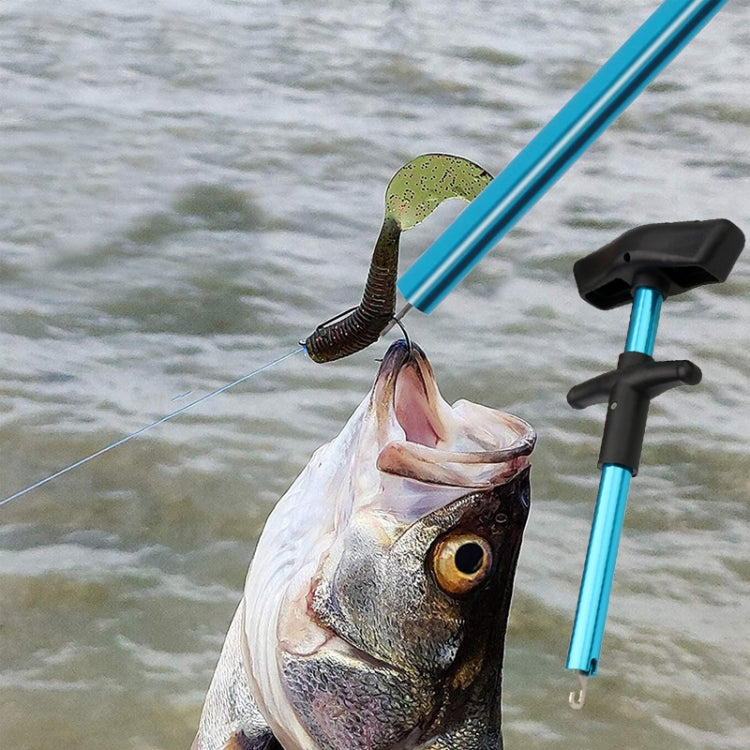 Aluminum Alloy Decoupler T-Shaped Fish Hook Remover Sea Fishing Equipment 24 X 7.5cm, Blue, Gray+Spring Rope