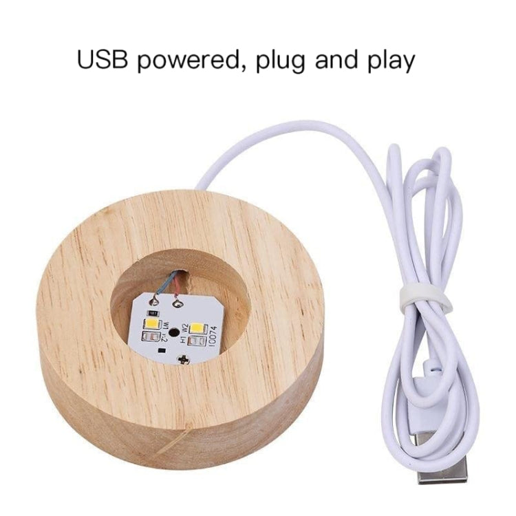 6cm With Warm Light Base 3D Laser Engraved Crystal Ball Night Light USB Glowing Glass Ball, Solar System, Saturn, Moon