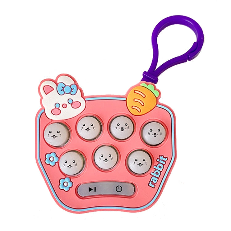 Cartoon Pattern Mini Palm Gaming Machine Play Mouse Electronic Lighting Decompressing Toy Keychain, Carrot Rabbit