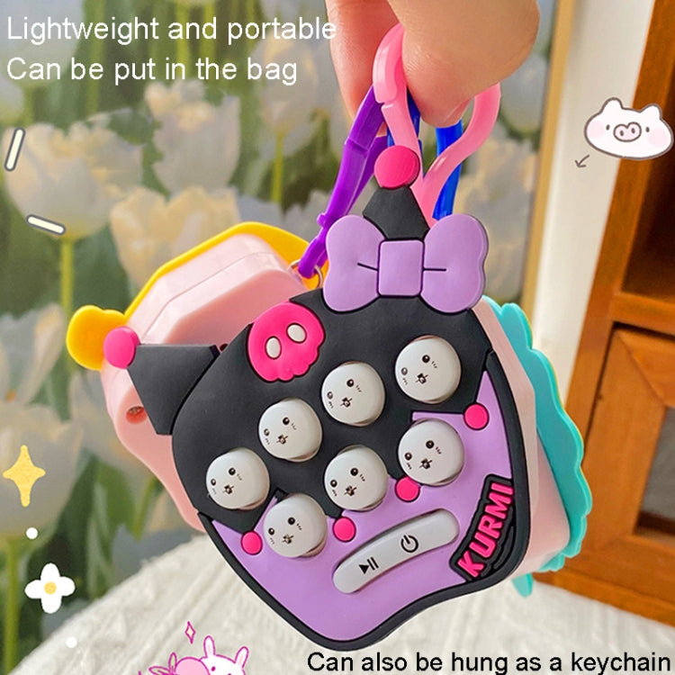 Cartoon Pattern Mini Palm Gaming Machine Play Mouse Electronic Lighting Decompressing Toy Keychain, Carrot Rabbit