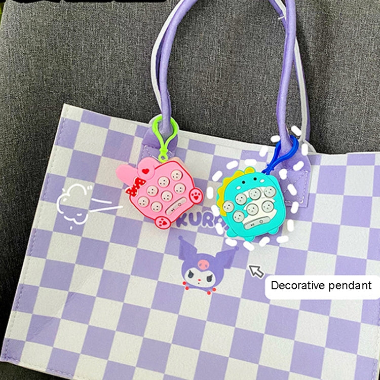 Cartoon Pattern Mini Palm Gaming Machine Play Mouse Electronic Lighting Decompressing Toy Keychain, Carrot Rabbit