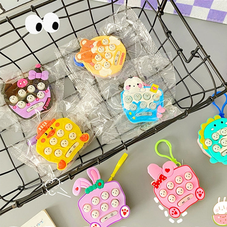 Cartoon Pattern Mini Palm Gaming Machine Play Mouse Electronic Lighting Decompressing Toy Keychain, Carrot Rabbit