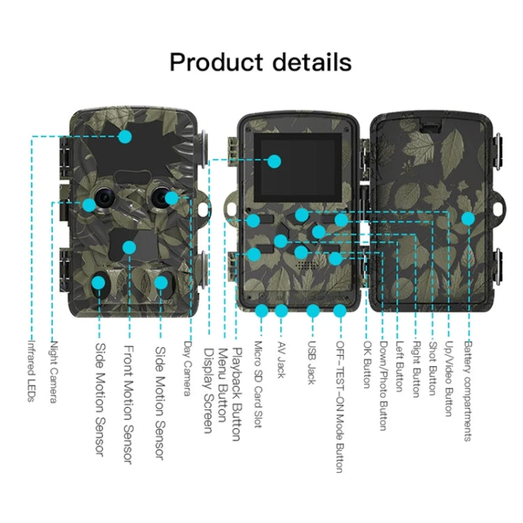 H8201 4K Dual Lens Infrared Camera 32MP HD Night Vision Monitoring Animal Field Outdoor Camera, H8201