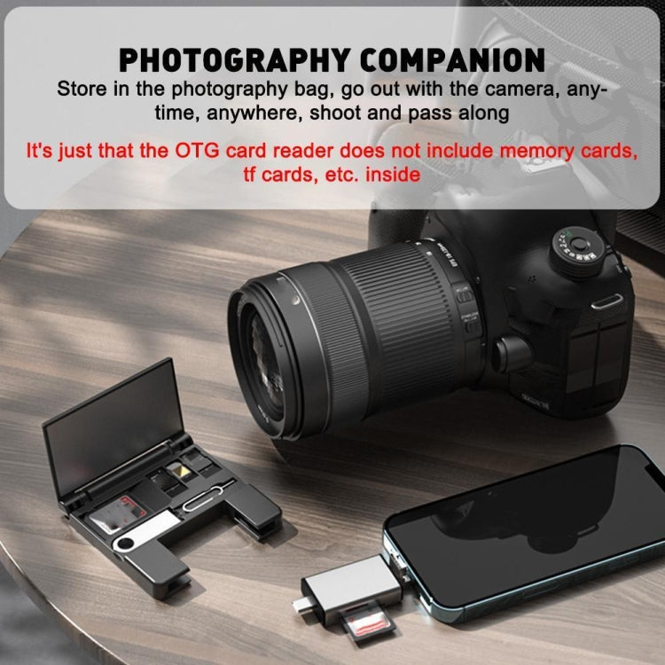7 in 1 OTG SD Card Reader USB Type-C Adapter TF SD SIM PIN Storage Box, PF-50 Black, PF-50 Silver Gray, PF-50 Silver