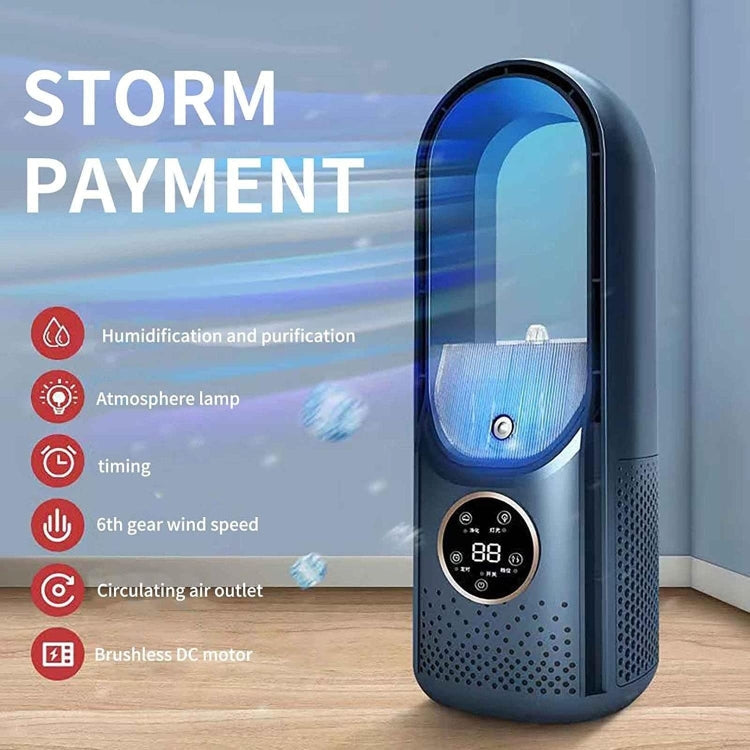 Desk Bladeless Humidification Electric Fan Six Gear Adjustable with LED Light Timing Function