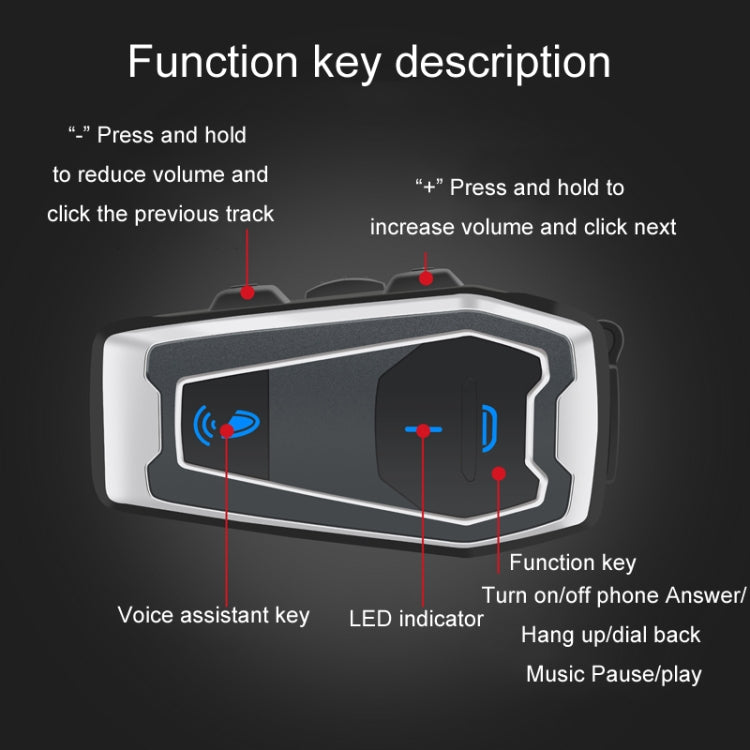 Motorcycle Helmet Bluetooth 5.0 Stereo Music Cycling Headphones, V10