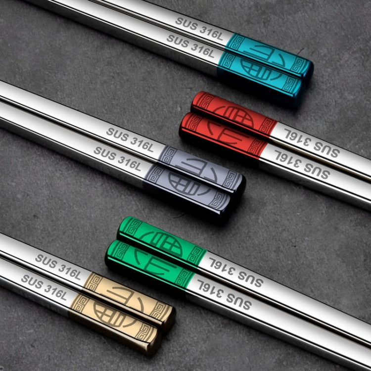 Food Grade 316 Stainless Steel Chopsticks Hotel Household Non-Slip Anti-Scald Chopsticks, 23cm Blue, 23cm Red, 23cm Green, 23.5cm Blue, 23.5cm Red, 23.5cm Green
