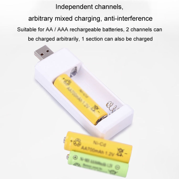 Directly Inserted 2 Slots USB AA / AAA Rechargeable Battery Charger, USB 2 Slots