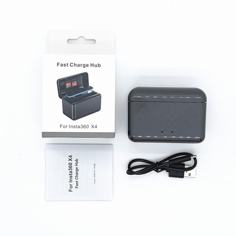 For Insta360 X4 Charging Hub Battery Charging Box, Black
