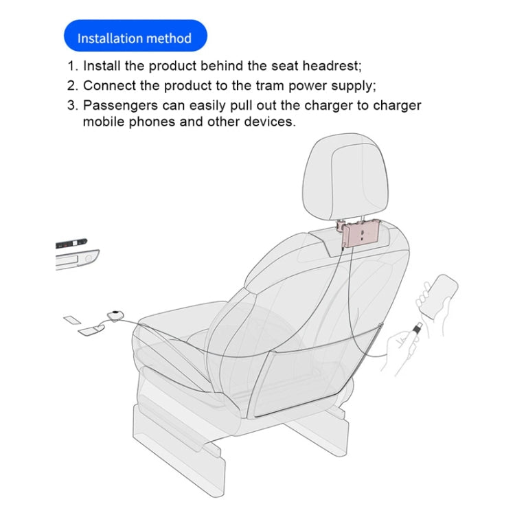 Car Cigarette Lighter Rear Seat Retractable Dual-Wire Charger, Car Charger