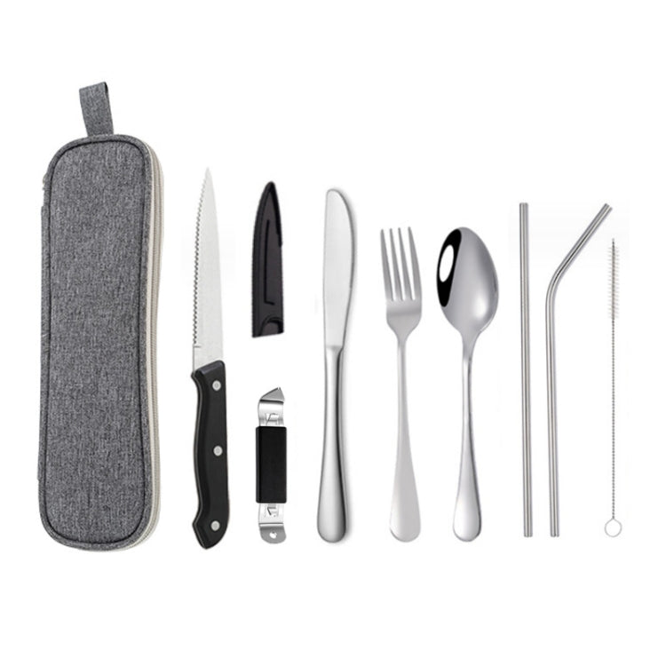 Portable Stainless Steel Cutlery Set Outdoor Picnic Knife And Fork Tool With Storage Bag, A Model Silver, A Model Gold, A Model Black, B Model Silver, B Model Gold, B Model Black, C Model Silver, C Model Black
