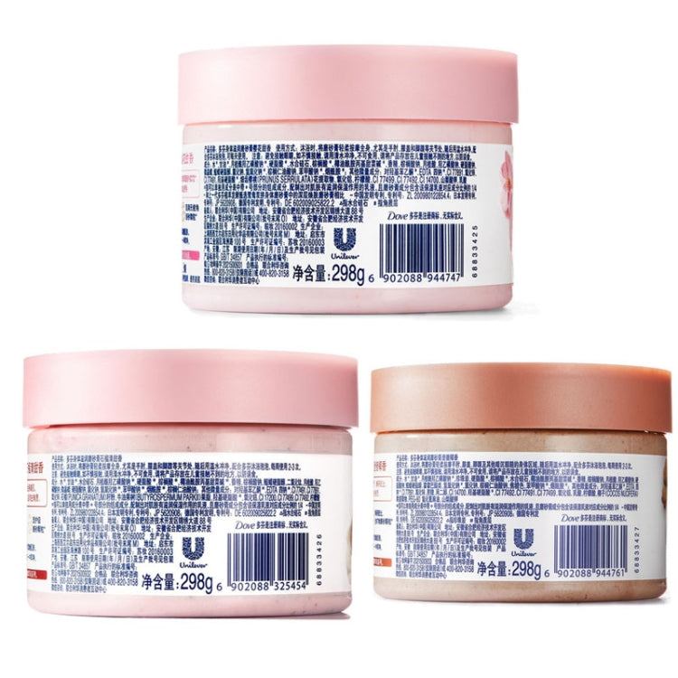 Dove Body Scrub Gentle Moisturizing Cleansing Exfoliating Body Polish, 298g Pomegranate Scent, 298g Cherry Scent, 298g Coconut Flavor