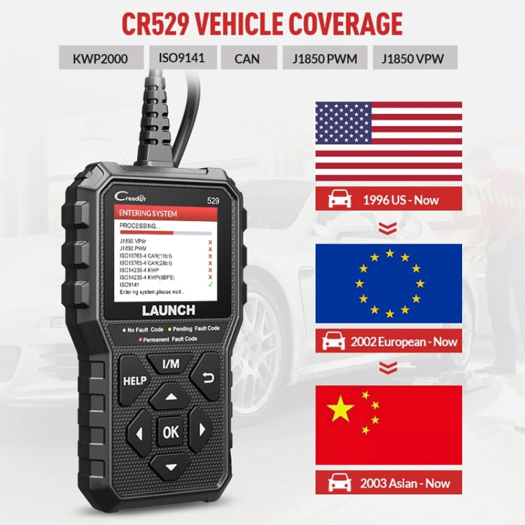 Launch Creader CR529 OBD2 Car Engine Fault Tester Code Scanner