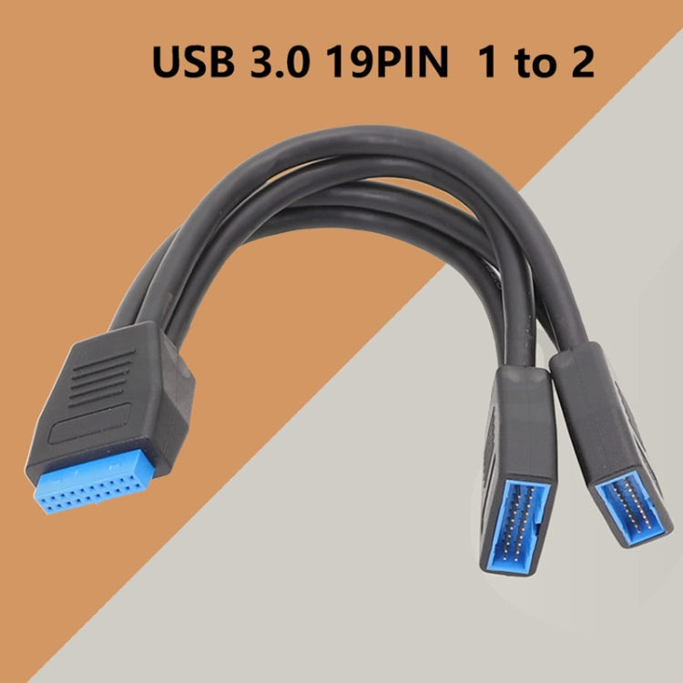 Computer Motherboard 19 Pin USB3.0 One To Two Extension Cable, 21cm 19Pin