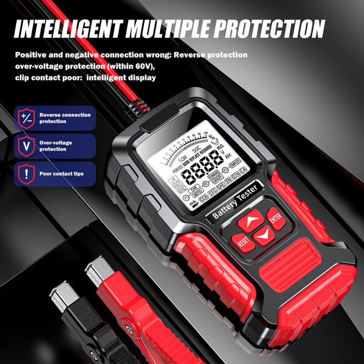FOXSUR Automobile Motorcycle Battery Voltage Capacity Tester, Red