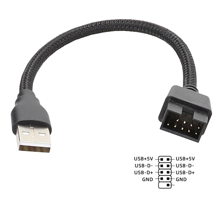 USB-A Male To 9Pin Motherboard Built-In RGB Data To External U Port Adapter Cable, USB-A Male To 9Pin