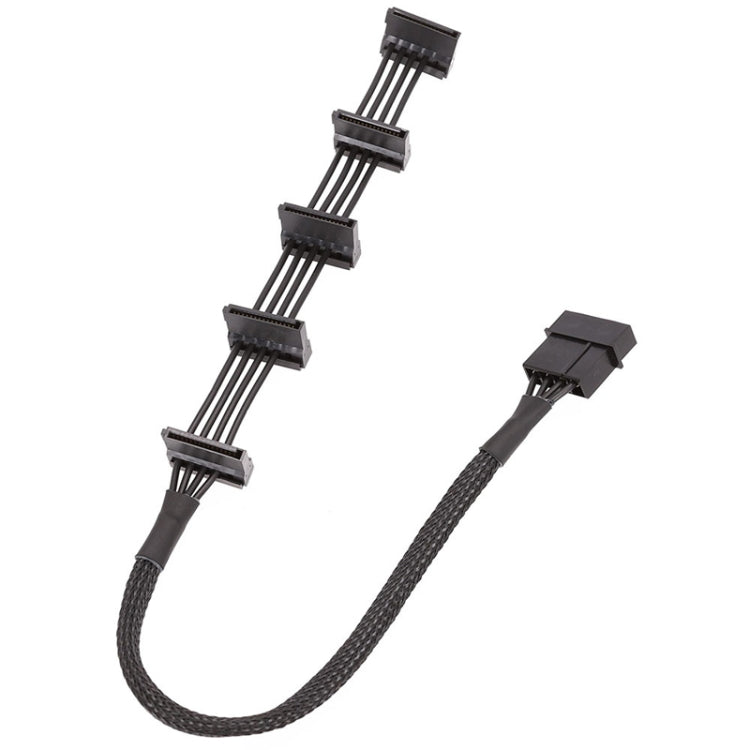 18AWG Large 4Pin Sleeve Grid 1 To 5 SATA Hard Drive Cage Cable, 40cm 4Pin 1 To 5