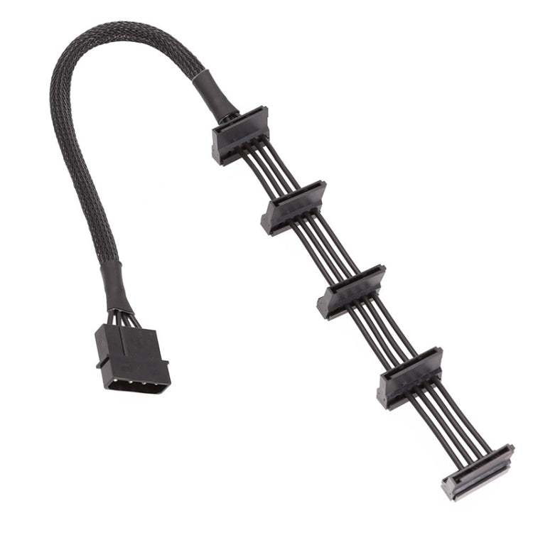 18AWG Large 4Pin Sleeve Grid 1 To 5 SATA Hard Drive Cage Cable, 40cm 4Pin 1 To 5