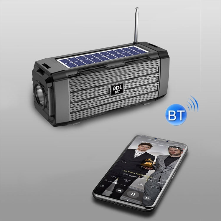 BDL-187 LED Light Solar Wireless Bluetooth Speaker Portable Outdoor Camping FM Radio