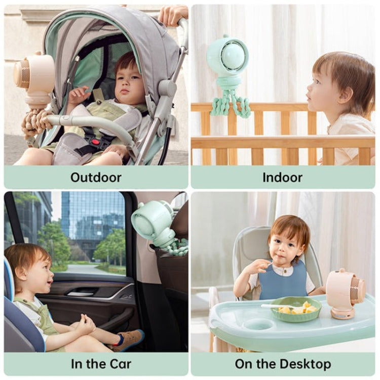 JisuLife Stroller Fan Life2S High Speed Energy Saving Stroller Mini Fan Octopus Bladeless Swingable Head Air Purifying Fan, Life2S