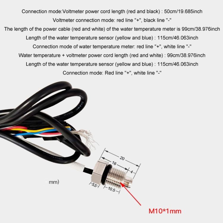 Morfayer Motorcycle Dual Display Intelligent Alarm Power Meter, Voltmeter, Water Temperature Meter, Voltmeter+Water Temperature Meter