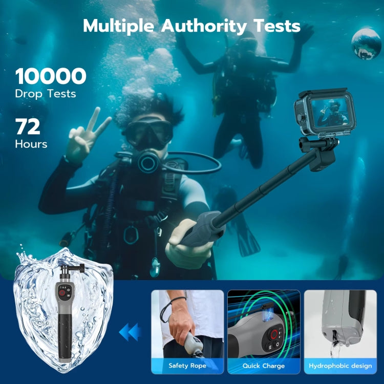 TELESIN 0.85m Underwater Selfie Stick Wireless Remote Control For GoPro HERO13 Black / HERO12 Black / HERO11 Black / HERO10 Black / HERO9 Black / HERO8 Black, Selfie Stick