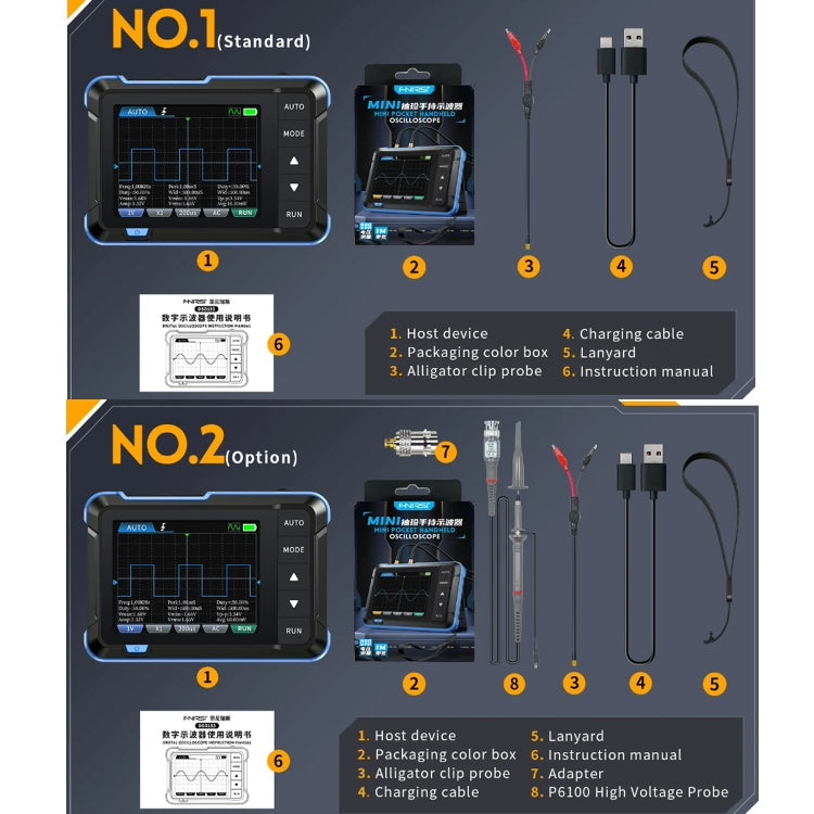 FNIRSI 2 In 1 Mini Portable Digital Oscilloscope Signal Generator, Standard, Upgrade