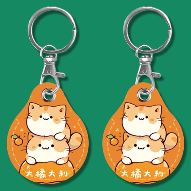 2pcs Cute Sensor Access Door Card Cover Keychain Elevator Water Drops Round Key Holder, Fortune Tiger, Pepsi Doraemon, Three Capybaras, Crocodile Bara, Lina Belle, Congratulations, Bow Tie Bear, English Winnie the Pooh, English Lotso, Melody           ...