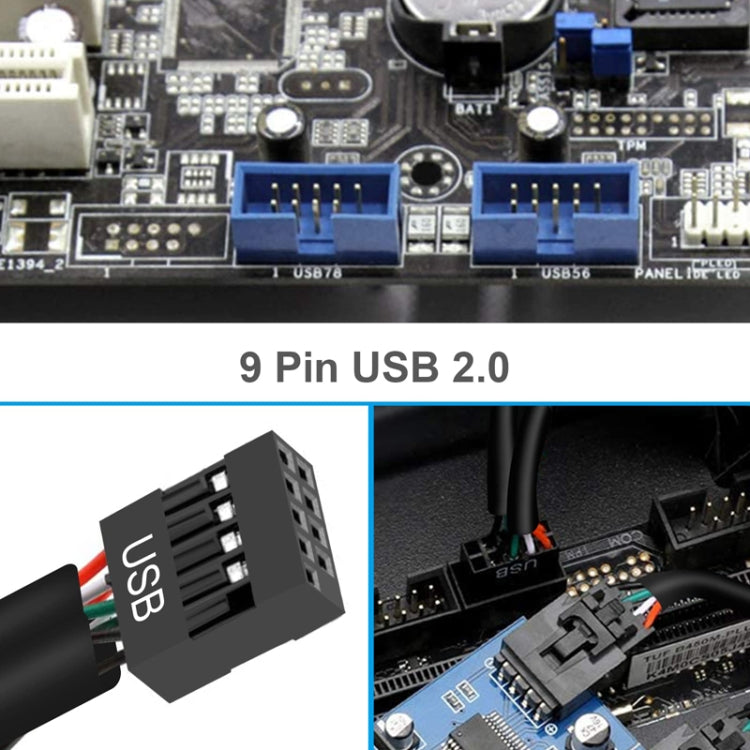 Motherboard 9Pin USB2.0 1 In 2 Extension Cable With Chip Support Multiple Interface For Shared Use, 1 In 2