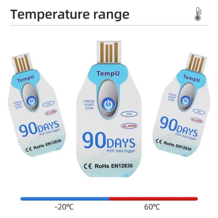 TempU Disposable Temperature Recorder For Cold Chain Transport Vehicles, 30 Days, 60 Days, 90 Days