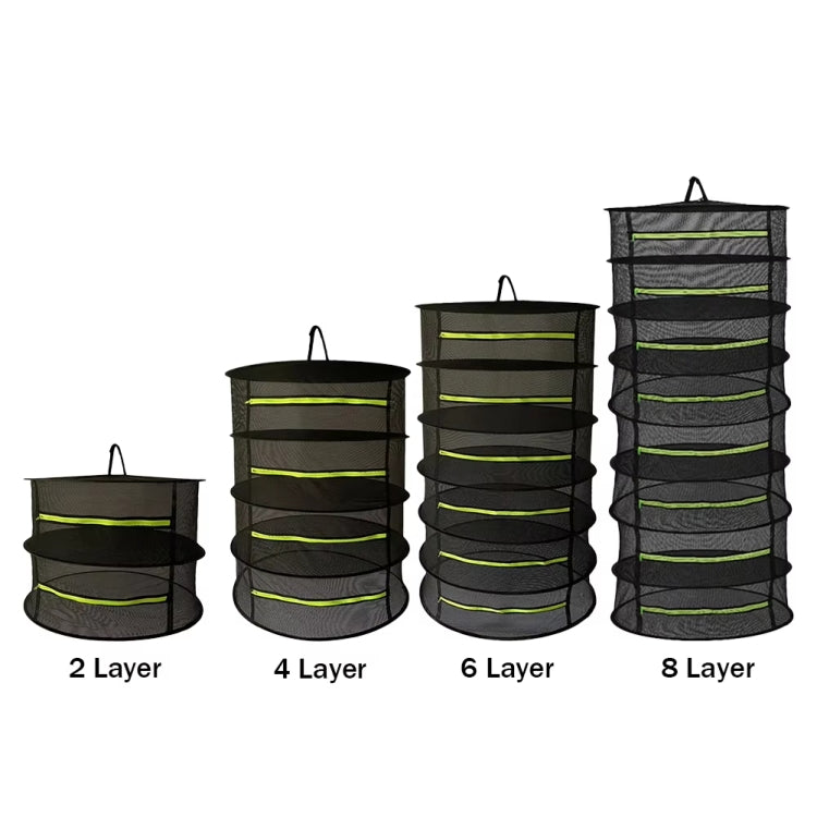 60cm Foldable Hanging Herb Plant Drying Net With Zipper, 2 Layer, 4 Layer, 6 Layer, 8 Layer