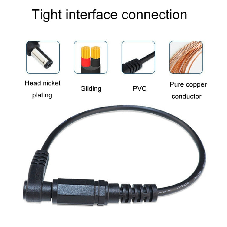 2pcs DC 5.5 x 2.1mm Straight To Bend Adapter Cable Male To Female Power Cord Extension Cord, B1-2
