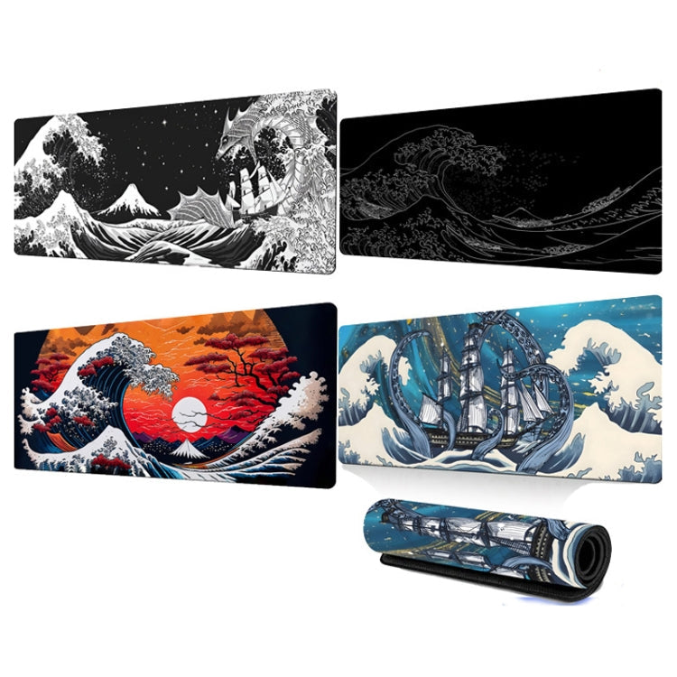 Big Wave Gaming Mouse Pad Non-Slip Rubber Desk Mat, 400x900x3mm