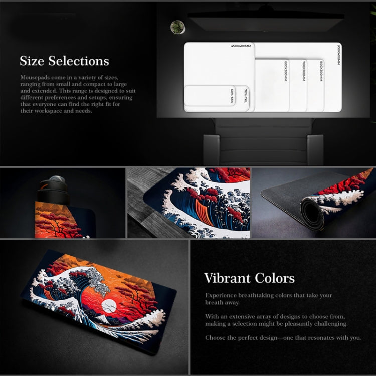 Big Wave Gaming Mouse Pad Non-Slip Rubber Desk Mat, 300x600x2mm, 300x700x3mm, 300x800x2mm, 300x800x3mm, 400x900x2mm