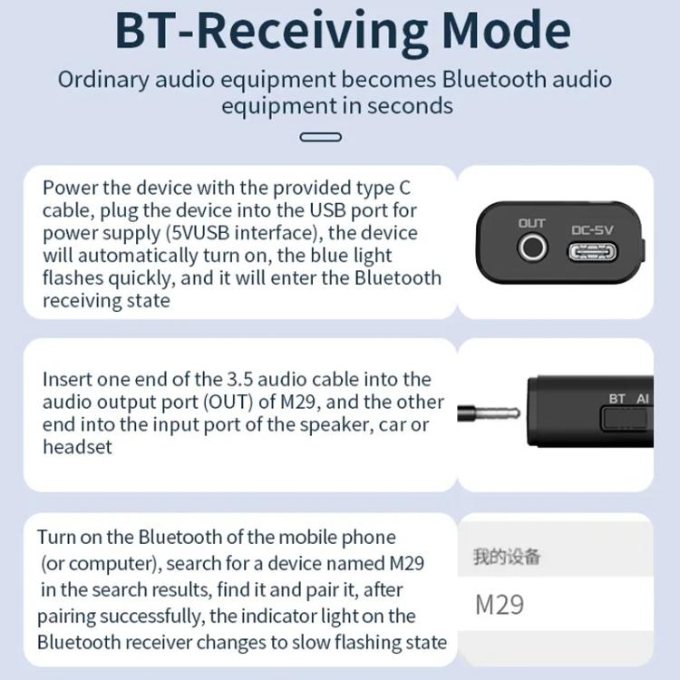 Bluetooth 5.4 Audio Common Ground Isolator Receiver Anti-interference Noise Reducer, M29