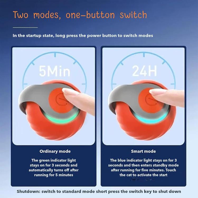 Smart Self Rolling Ball Interactive Cat Toys USB Rechargeable Cat Ball Two Speed Adjustment, TUTU Orange, TUTU Blue