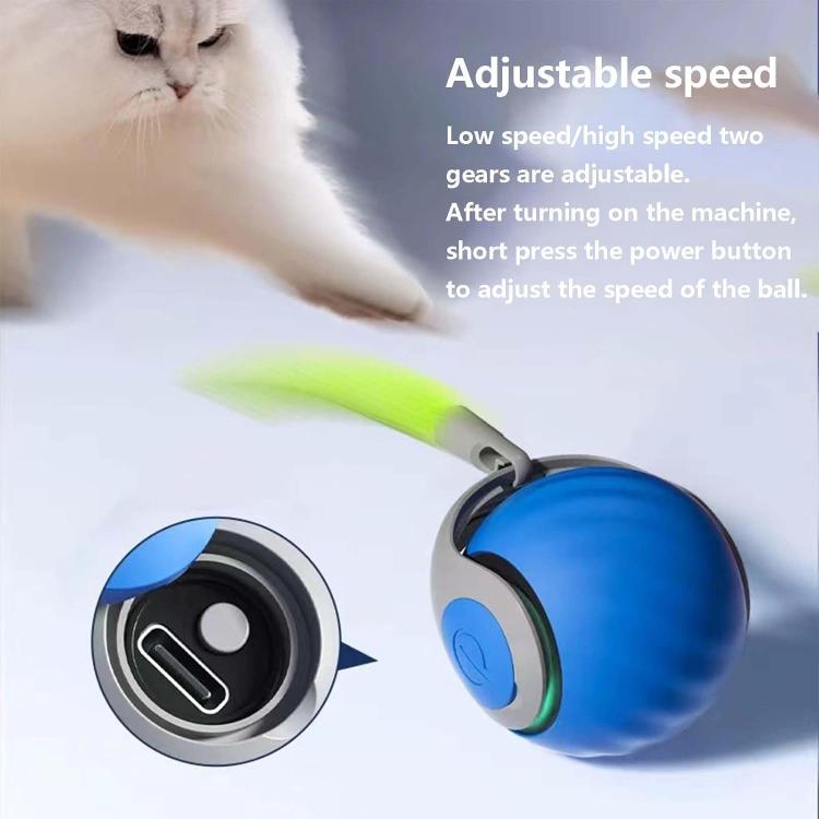 Smart Self Rolling Ball Interactive Cat Toys USB Rechargeable Cat Ball Two Speed Adjustment, TUTU Orange, TUTU Blue