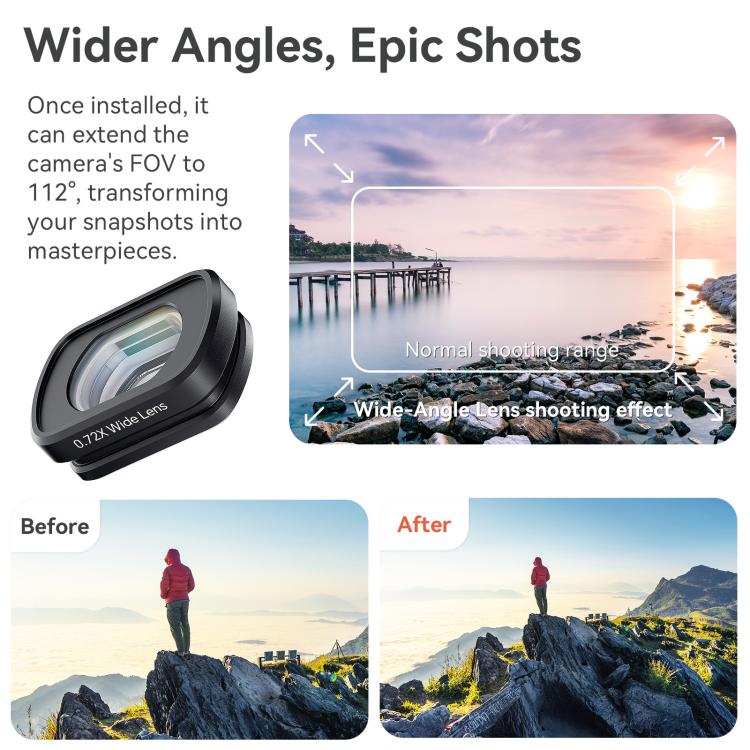 For DJI Pocket 3 aMagisn Magnetic Filter Accessories, 0.72X Wide Lens