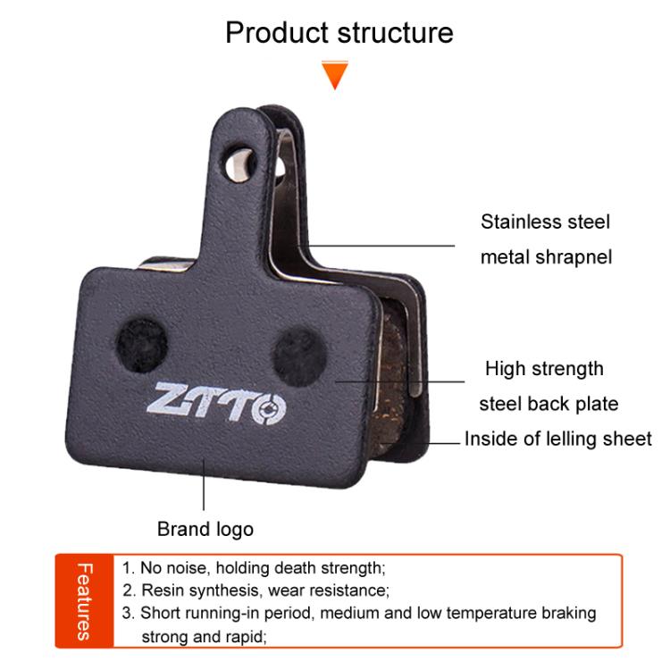 2pairs ZTTO Bicycle Disc Braking Pads Mountain Bike Semi-Metallic Resin Brake Pads, MS-01B, MS-01D, MS-01E, MS-01F, MS-02A, MS-02B, MS-02D, MS-02F, MS-03F, MS-04B, MS-05B, MS-05C, MS-07B, MS-07C, MS-07C With Hole, MS-08A, MS-08B, MS-11A, MS-11C, MS-11D...