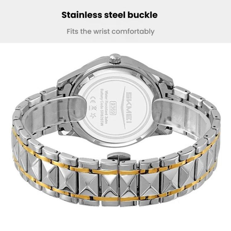 SKMEI Business Casual Watches Diamond Case Luminous Waterproof Quartz Watch, Men Silver Gold Strap Silver Dial, Men Silver Gold Strap Green Dial, Men Silver Gold Strap Black Dial, Men Silver Case Silver Dial, Men Silver Case Gray Dial                  ...