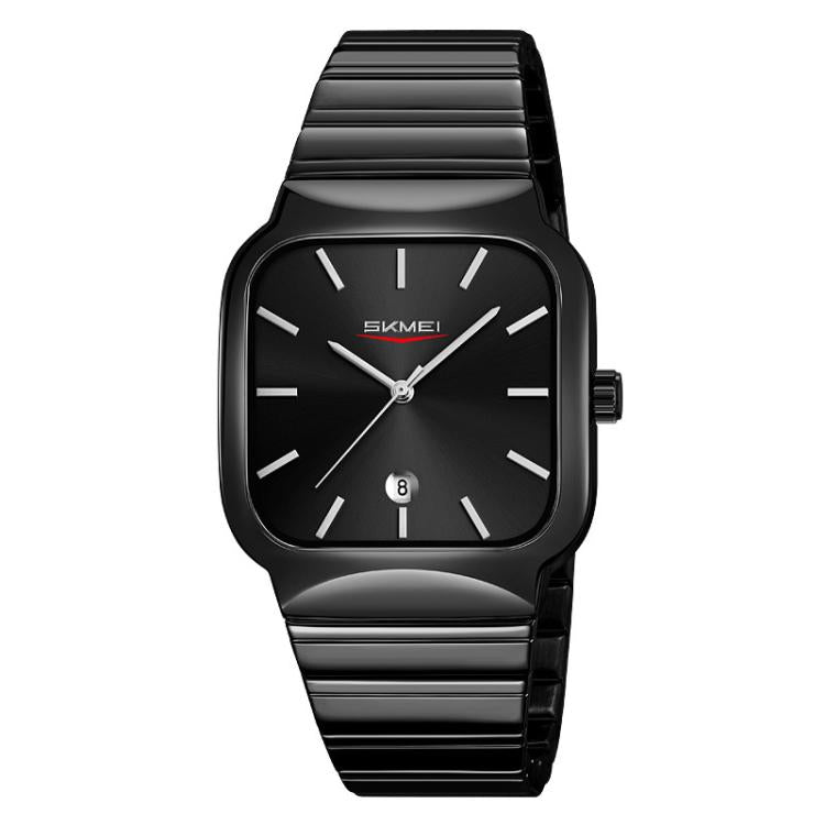 SKMEI 9361 Steel Strap Textured Dial Watch Business Casual Square Quartz Watch, Gold Case Gold Dial, Gold Case Gray Dial, Silver Gold Case Silver Dial, Silver Gold Case Blue Dial, Silver Gold Case Black Dial, Silver Case Silver Dial, Silver Case Gray D...